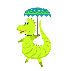 Vector illustration of a cute crocodile in cartoon style. Isolated on a white background.