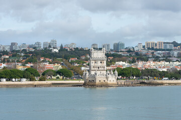 Fototapeta na wymiar Der Turm von Belem am Fluss Tejo in Lissabon, Portugal