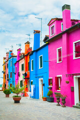 Fototapeta na wymiar Colorful architecture in Burano island, Venice, Italy. Famous travel destination.