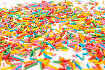 Fototapeta na wymiar Sugar sprinkle dots, decoration for cake and bakery, a lot of sprinkles