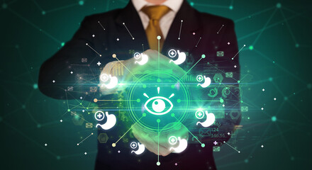 Hand holding healthcare icons concept