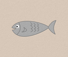Fototapeta premium A cute gray fish swimming in its environment with gray texture - illustration
