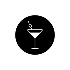 Cocktail icon in black round