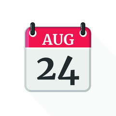 Fototapeta premium August 24 Calendar Icon. Calendar Icon with white background. Flat style. Date, day and month.