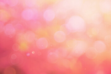 Abstract blurred orange color and peach for background, Blur festival lights outdoor and pink bubble focus texture decoration.