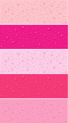 water drops with on different pink colour backgrounds	