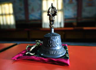 Ritual handbell in the Buddhist temple of Tibet