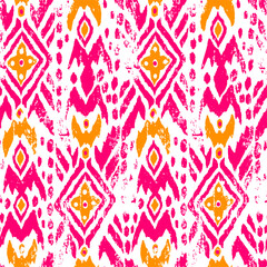 Abstract Hand Drawing Bohemian Ethnic Tribal Geometric Shapes Seamless Vector Pattern Isolated Background