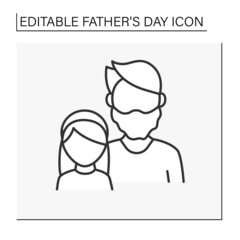 Fatherhood line icon. Dad with doughter. Parental connections between father and daughter. Love and support. Father day concept. Isolated vector illustration. Editable stroke