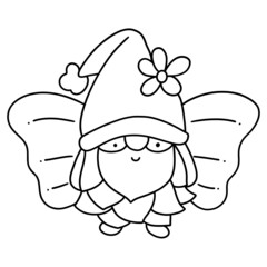 Cute spring Gnome outline Vector SVG illustration for template, web, wedsite, application, presentation, Graphics design, branding, etc.