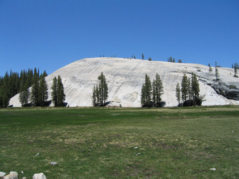 Natural view of a greenfield and Chalk Mountain in Belgorod, Russia