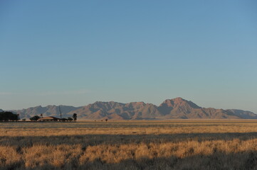 Farm house in grass savannah Namib desert