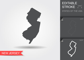 Stylized map of the U.S. state of New Jersey vector illustration