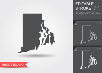 Stylized map of the U.S. state of Rhode Island vector illustration