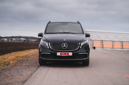 Tonsberg, Norway - march 22, 2022: black Mercedes eVito is a new electric van.