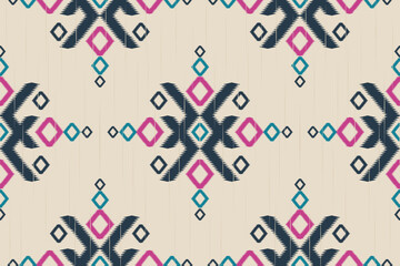 Fabric ethnic pattern art. Ikat seamless pattern in tribal. American, Mexican style. Design for background, wallpaper, vector illustration, fabric, clothing, carpet, textile, batik, embroidery.