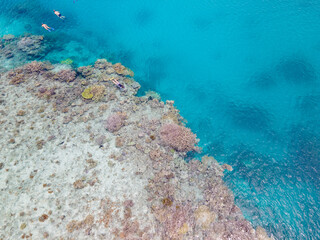 Fototapeta premium Beautiful drone aerial view of Mayotte lagoon, coral reef and island