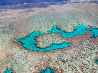 Beautiful drone aerial view of Mayotte lagoon, coral reef and island © aylerein