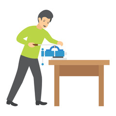 metalworker vise Concept, machinists working on vise bench vector color icon design, Crafting occupations symbol, hobby and art works Sign, Creative People stock illustration