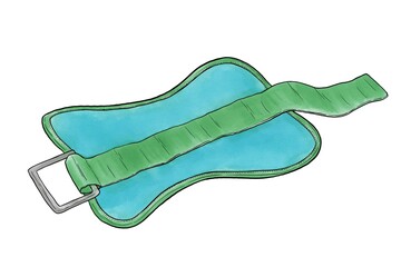 Simple illustration of sports equipment, olive in watercolor