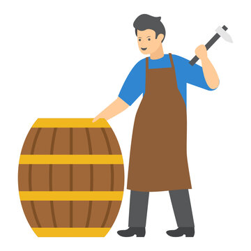 coopers Concept, wooden casks maker vector color icon design, Crafting occupations symbol, hobby and art works Sign, Creative People stock illustration