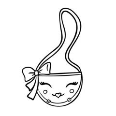 Women's handbag on a long strap. Vector illustration in doodle style
