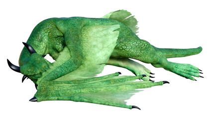 Fototapeta premium 3D Rendering Fairy Tale Dragon on White