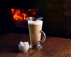 cup of cappuccino with milk