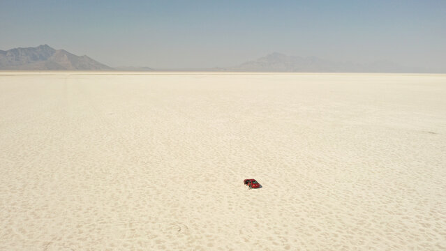 High Angle Shot Of The Bonneville Salt Flats, Utah