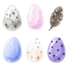 set of easter eggs isolated on white