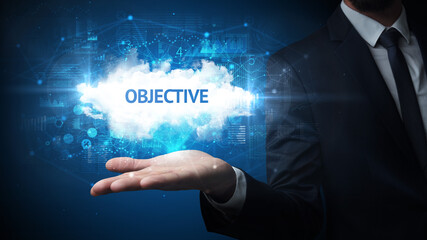 Hand of Businessman holding motivational message
