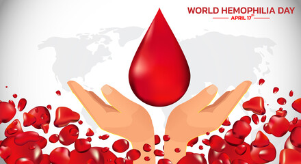 World Hemophilia day is observed every year on April 17, is an inherited bleeding disorder in which the blood does not clot properly and can lead to spontaneous bleeding. Vector illustration