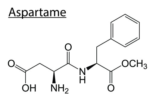 Vector of the chemical molecule structure of Aspartame (Sweetener) on a white background
