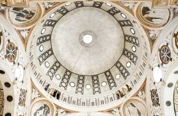 MILAN, ITALY - APRIL 03, 2022: The interior of the dome, the church of Santa Maria delle Grazie....
