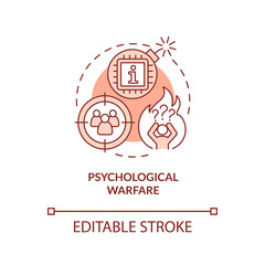 Psychological warfare red concept icon. Subarea of information warfare abstract idea thin line illustration. Isolated outline drawing. Editable stroke. Arial, Myriad Pro-Bold fonts used