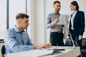Group of business people working in office