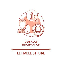 Denial of information red concept icon. Data access ban. Information warfare tactic abstract idea thin line illustration. Isolated outline drawing. Editable stroke. Arial, Myriad Pro-Bold fonts used