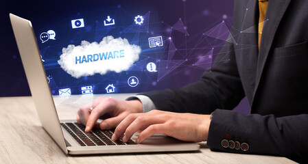 Businessman working with laptop concept