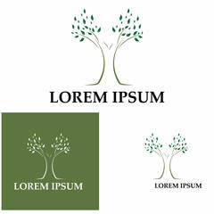 Obraz premium nature tree and antler logo concept design template