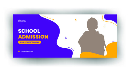 Kid school admission facebook cover & web banner template and  back to school social media cover page   banner template - obrazy, fototapety, plakaty