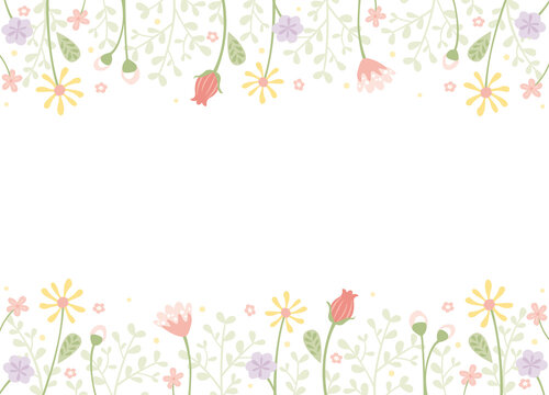 A fun flower border for spring, Easter, Mother's Day, birthday. White background with copyspace © MLWilson