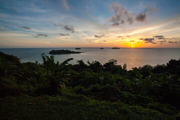Fototapeta na wymiar Sunset over Kai Bae Beach in Koh Chang island, Trat Province, Thailand