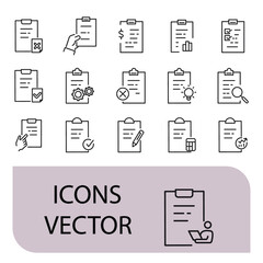 Clipboard icons set . Clipboard pack symbol vector elements for infographic web