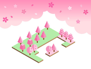 満開の桜　アイソメトリック
