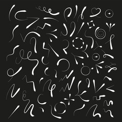 Set of white arrows, pointers.