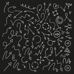 Large set of linear arrows, pointers and icons.