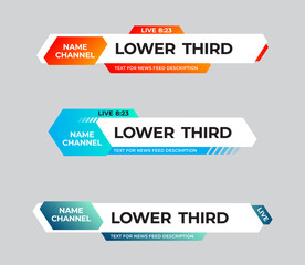 set of diagonal colored lower thirds for news headlines and credits.