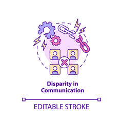 Disparity in communication concept icon. Disadvantage of online collaboration abstract idea thin line illustration. Isolated outline drawing. Editable stroke. Arial, Myriad Pro-Bold fonts used