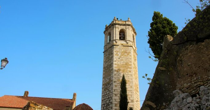 Cervera del Maestre, Baix Maestrat, Valencian Community, Spain - . Beautiful church bell tower Traditional and typical spanish village. Beautiful medieval architecture.