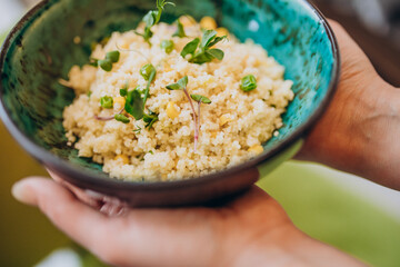 Yellow delicious cuscus in a plate